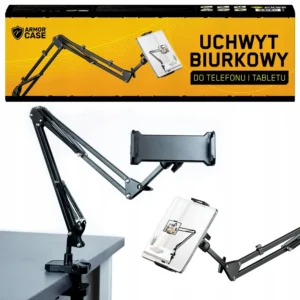 Uchwyt statyw stojak biurkowy do telefonu i tabletu uniwersalny czarny