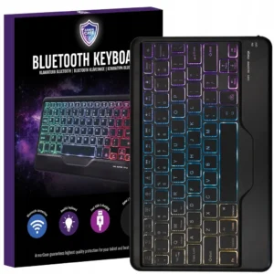 Klawiatura bezprzewodowa uniwersalna do tabletów telefonów laptopów - Apple Android Lenovo Samsung Huawei Xiaomi iPad iPhone - kompaktowa mobilna kompatybilna z wszystkimi urządzeniami z Bluetooth - Z podświetleniem